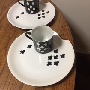 Bridge Snack Set/ Rare/Vintage/For Four  (8 pieces)